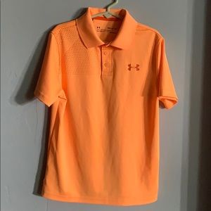 Boys Under Armour orange polo size small